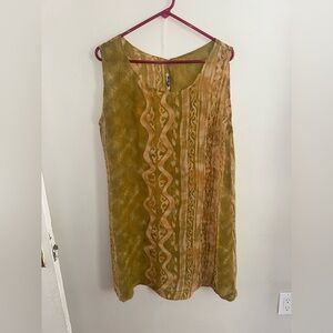 Vintage F.A.D Women’s Boho Earth-Tone Sleeveless Mini Shift Dress One Size